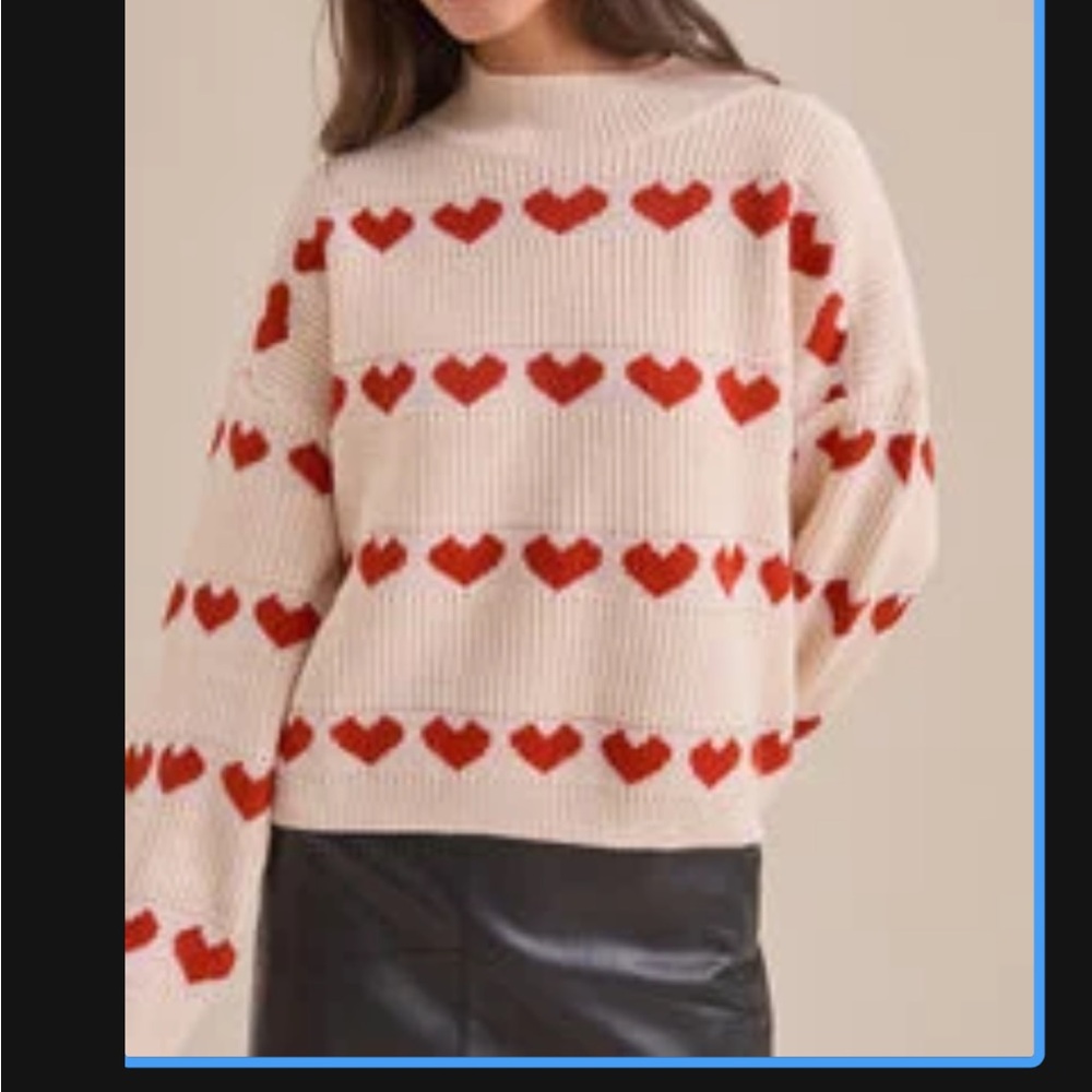 Altar’d State Heart Patterned Cream and Red Sweater